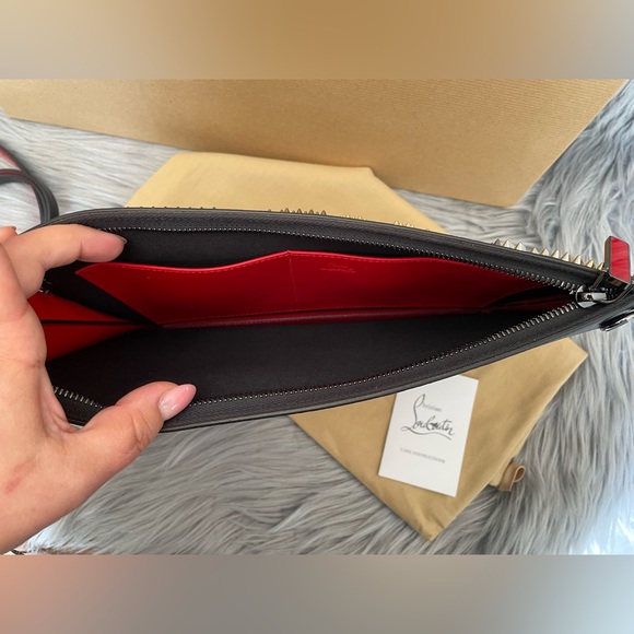 NEW! CHRISTIAN LOUBOUTIN Spiked TricTrac Portfolio Convertible Bag - Picture 8 of 14